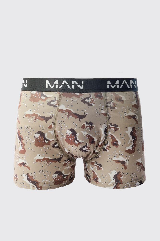 boohoo Mens Abstract Camo Print Boxers - Brown Cover