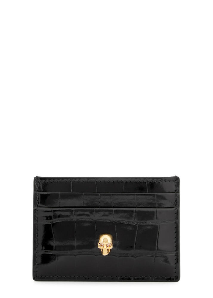 Alexander Mcqueen Skull-embellished Leather Card Holder - Black Cover