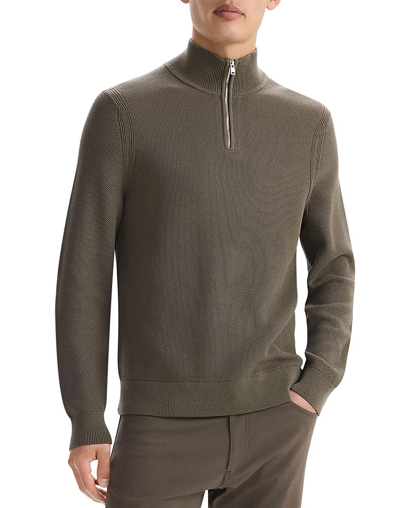 Theory Walton Cotton Honeycomb Textured Quarter Zip Sweater Cover