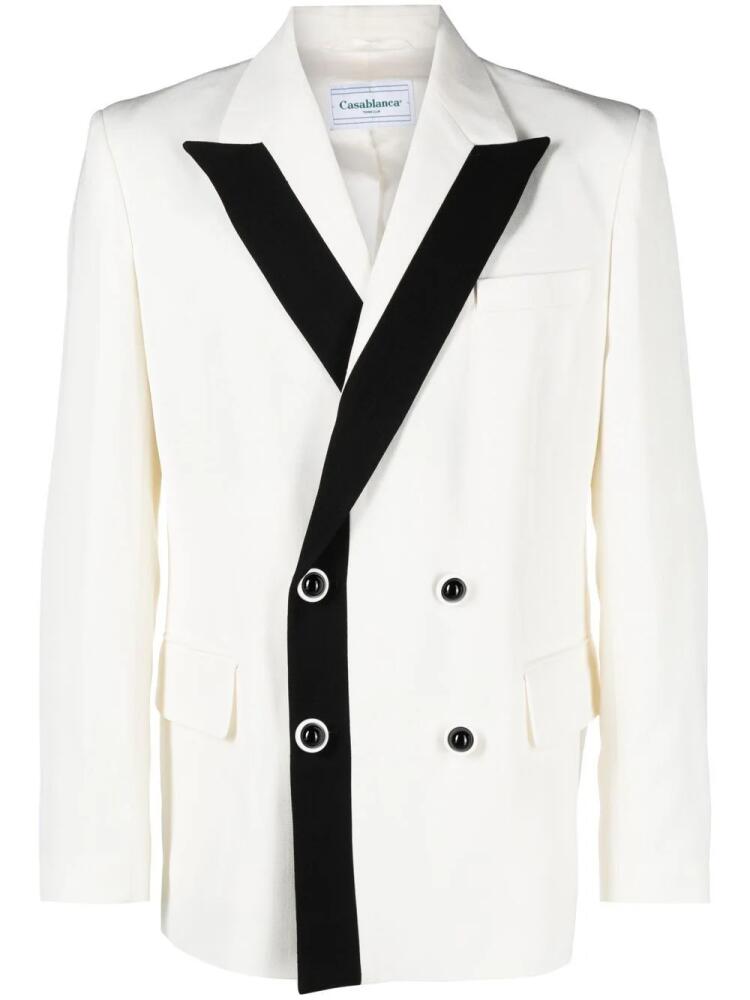 Casablanca contrast-lapel double-breasted blazer - Neutrals Cover