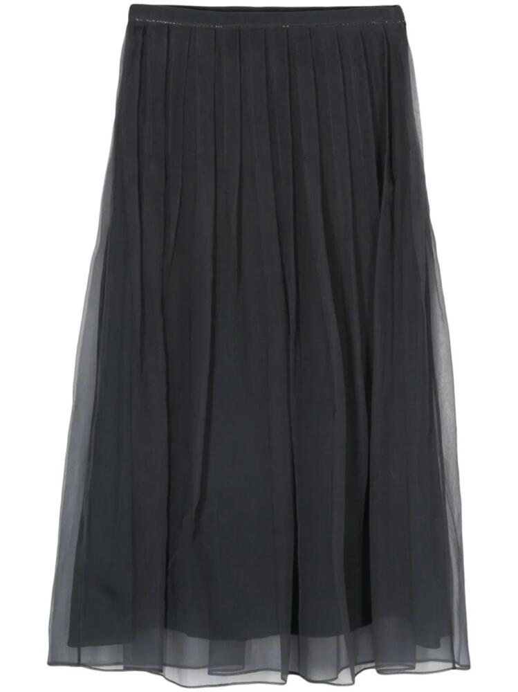 Brunello Cucinelli organza plated midi skirt - Grey Cover