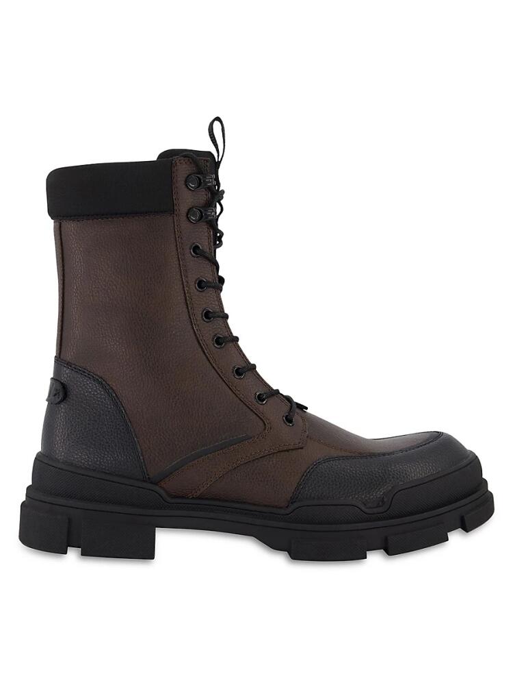 DKNY Men's Side Zip Combat Boots - Brown Cover