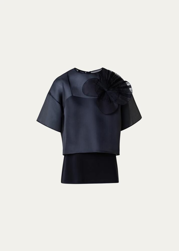 Akris Organza Cropped Blouse with Poppy Patch Cover