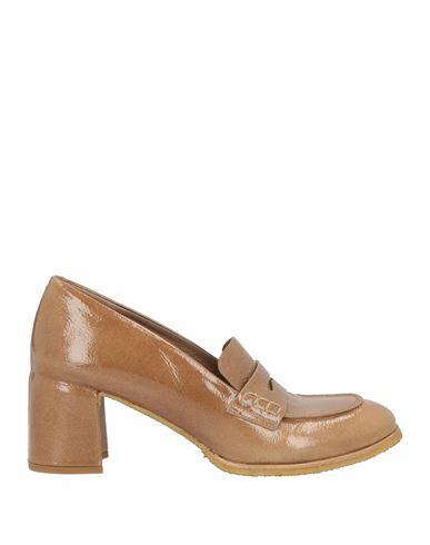 Del Carlo Woman Loafers Camel Soft Leather Cover