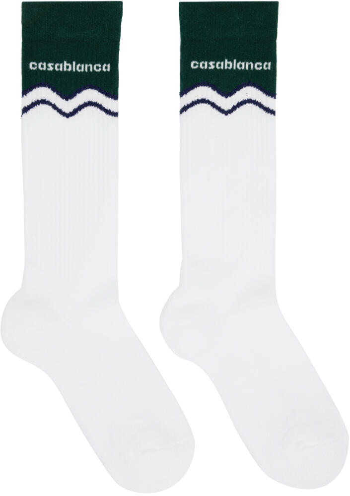 Casablanca White & Green Evergreen Wave Socks Cover