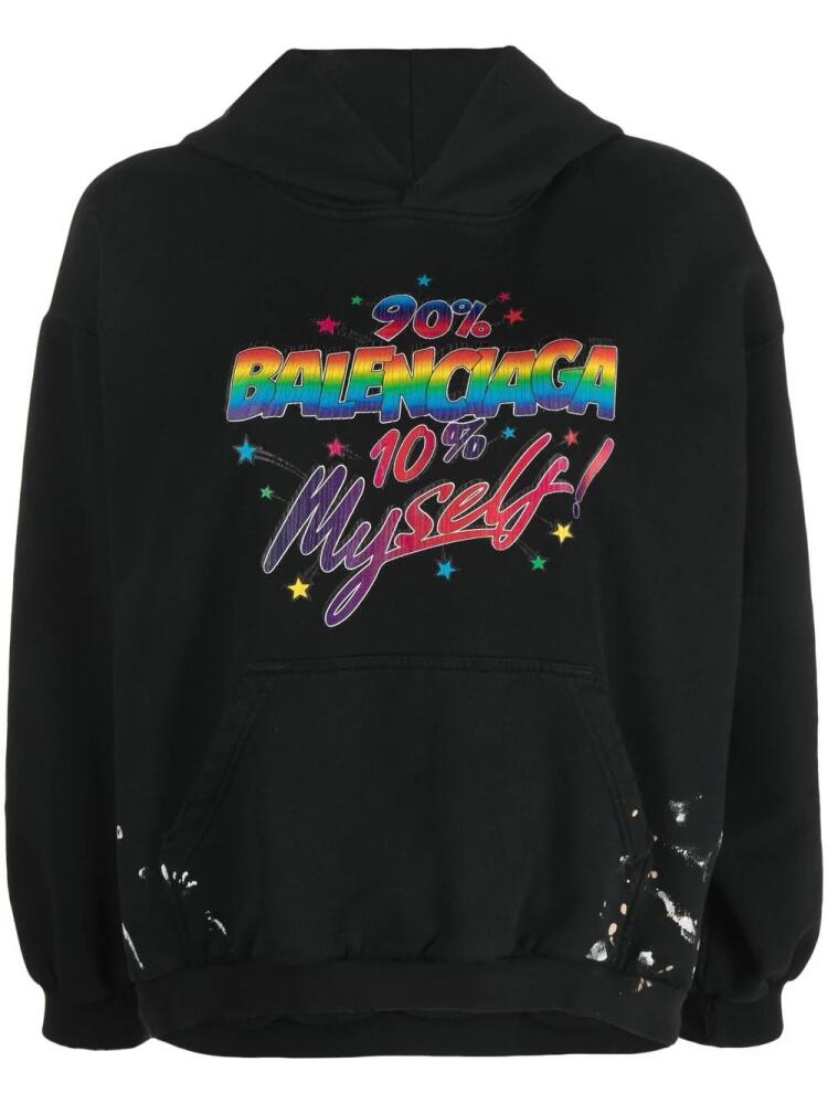 Balenciaga 90/10 slogan-print hoodie - Black Cover