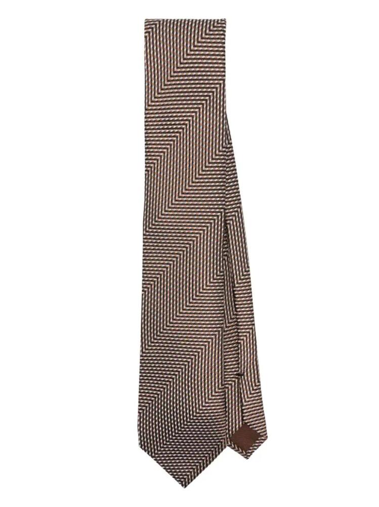 TOM FORD patterned-jacquard silk tie - Brown Cover