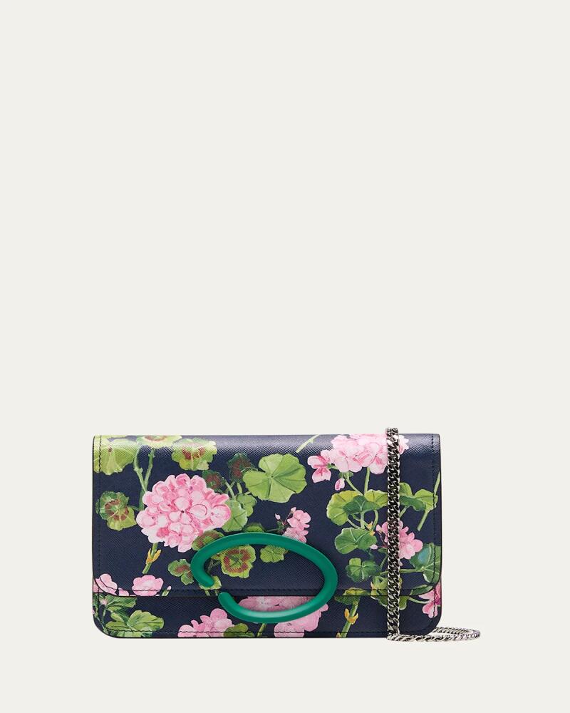 Oscar de la Renta O Pochette Geranium-Print Chain Crossbody Bag Cover