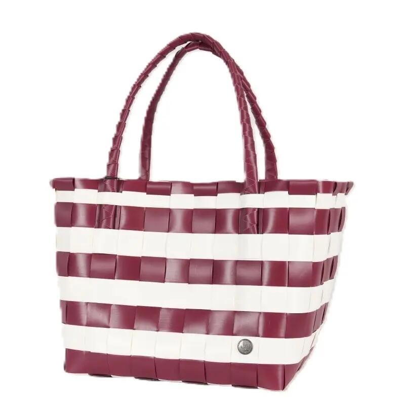 Handed By Paris Spirit Recycled Tote Bags in Burgundy/white Cover