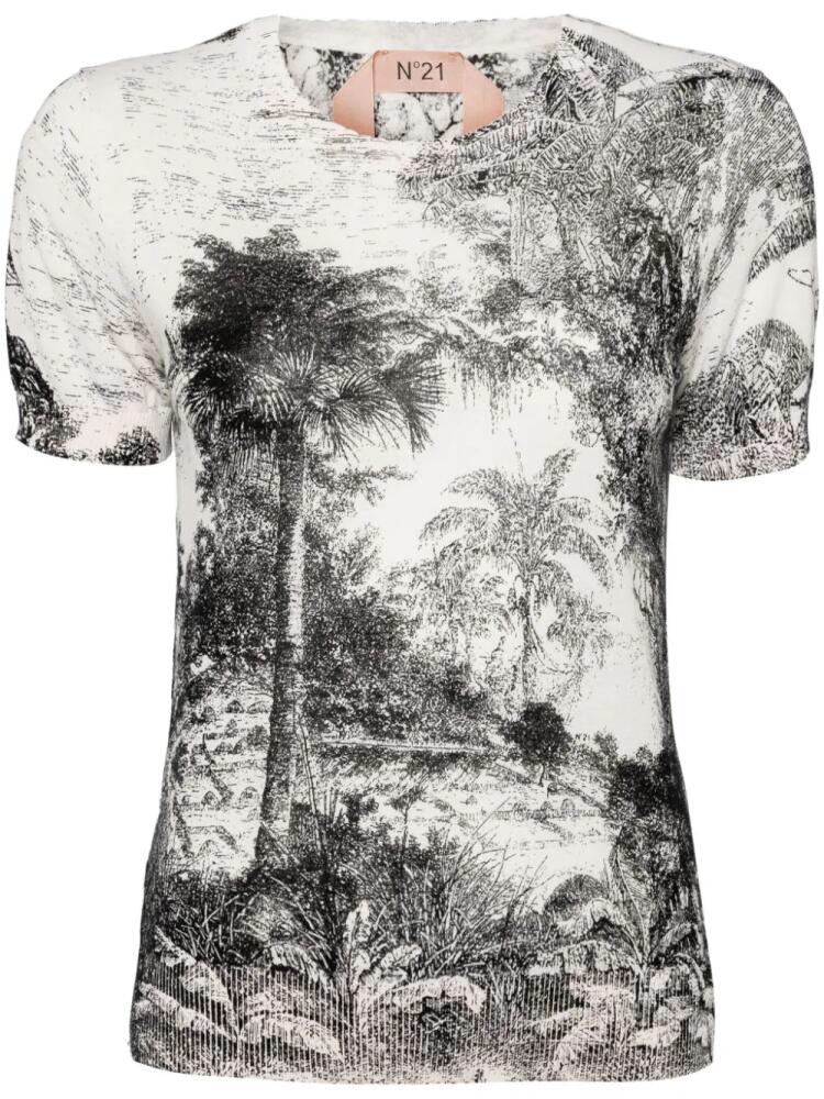 Nº21 Landscape-print T-shirt - White Cover