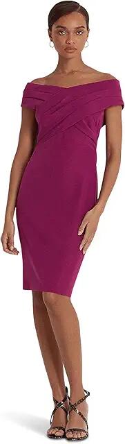 LAUREN Ralph Lauren Crepe Off-the-Shoulder Cocktail Dress (Plum Caspia) Women's Dress Cover