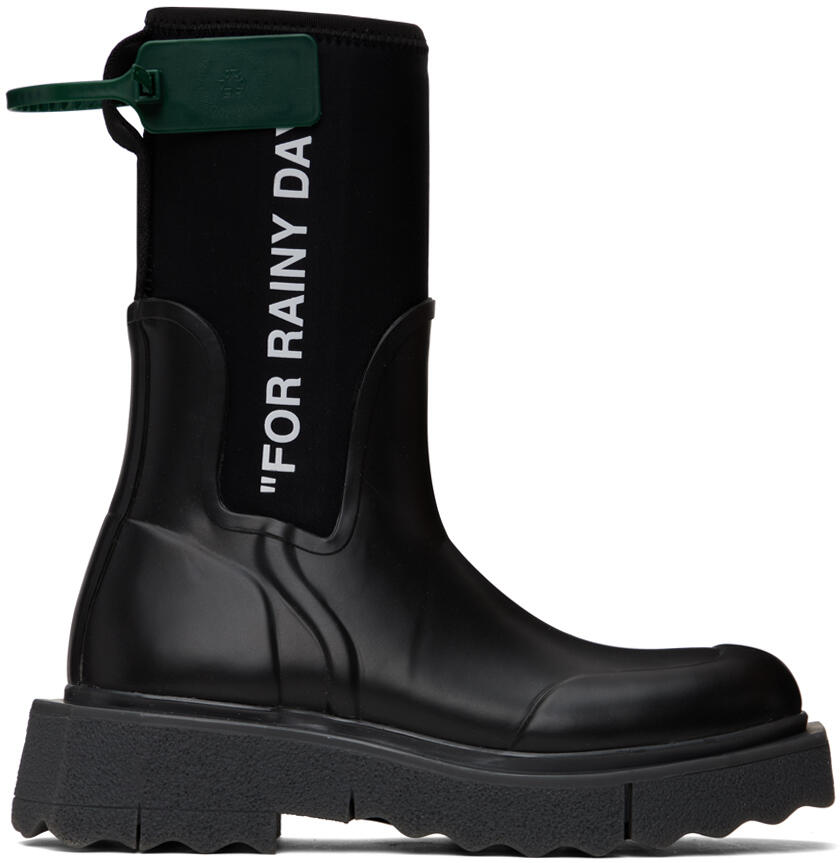 Off-White Black Sponge Rain Boots Cover