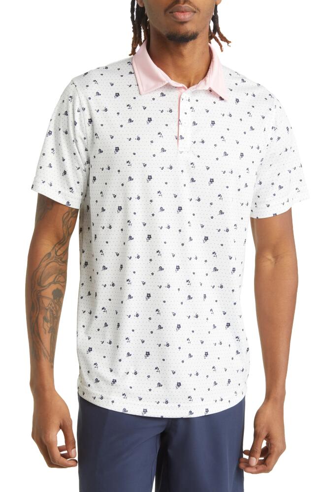 Swannies Adler Floral Golf Polo in White-Flamingo Cover