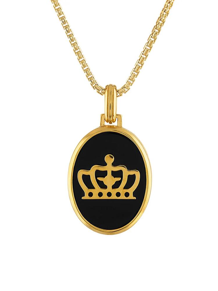 Esquire Men's 14K Goldplated Sterling Silver & Black Onyx Crown Pendant Necklace Cover