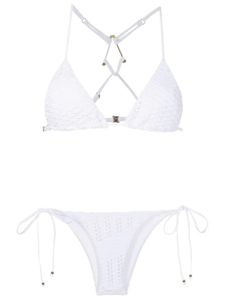 Amir Slama embosed-finish triangle-cup bikini - White Cover