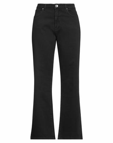 Take-two Woman Pants Black Cotton, Elastane Cover