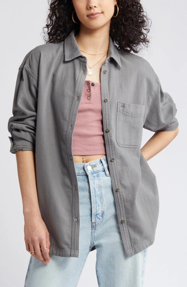 BP. Oversize Cotton Twill Shirt in Grey Pearl Cover