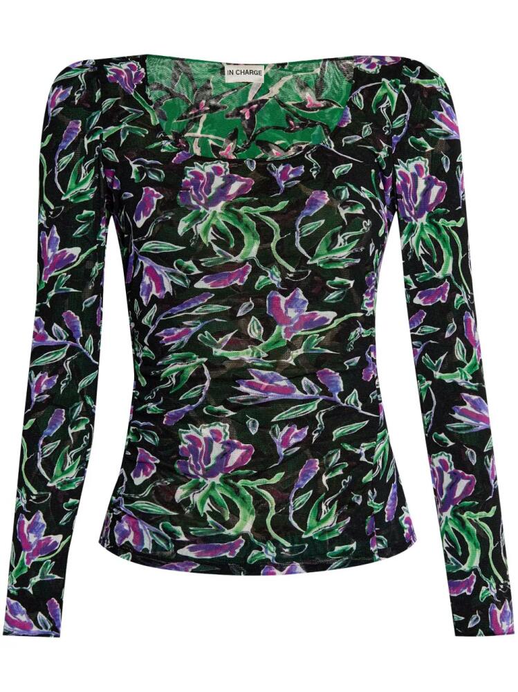 DVF Diane von Furstenberg floral-print long-sleeve top - Black Cover