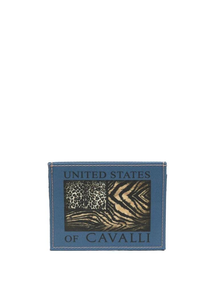 Roberto Cavalli animal-print logo cardholder - Blue Cover