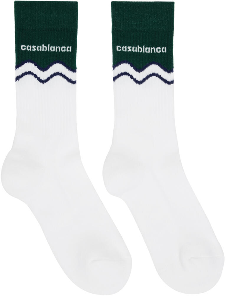 Casablanca White & Green Evergreen Wave Socks Cover