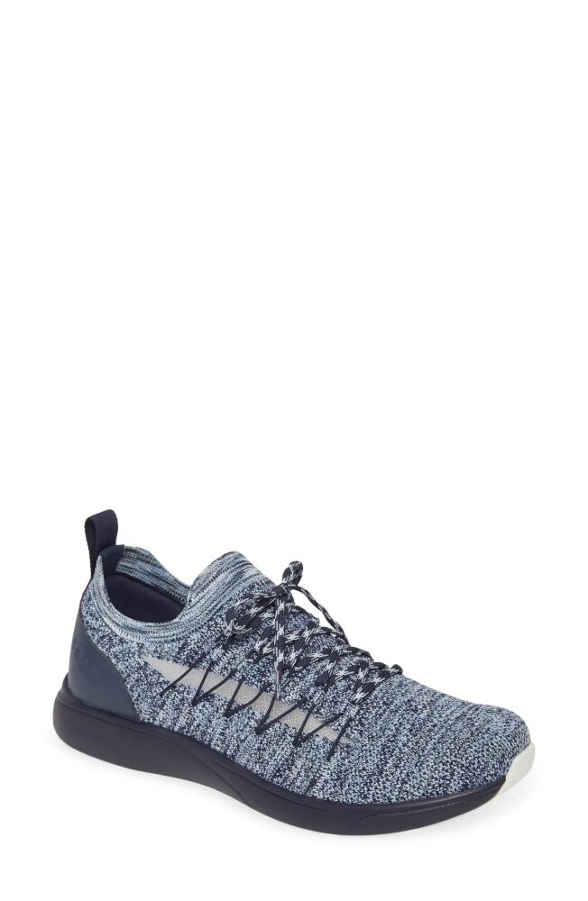 TRAQ by Alegria Synq Knit Sneaker in Navy Leather Cover