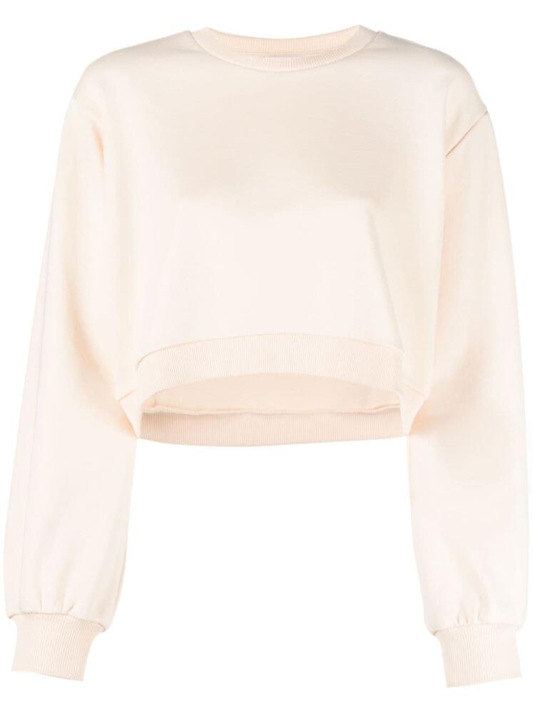 Patrizia Pepe logo-embossed cropped sweatshirt - Neutrals Cover