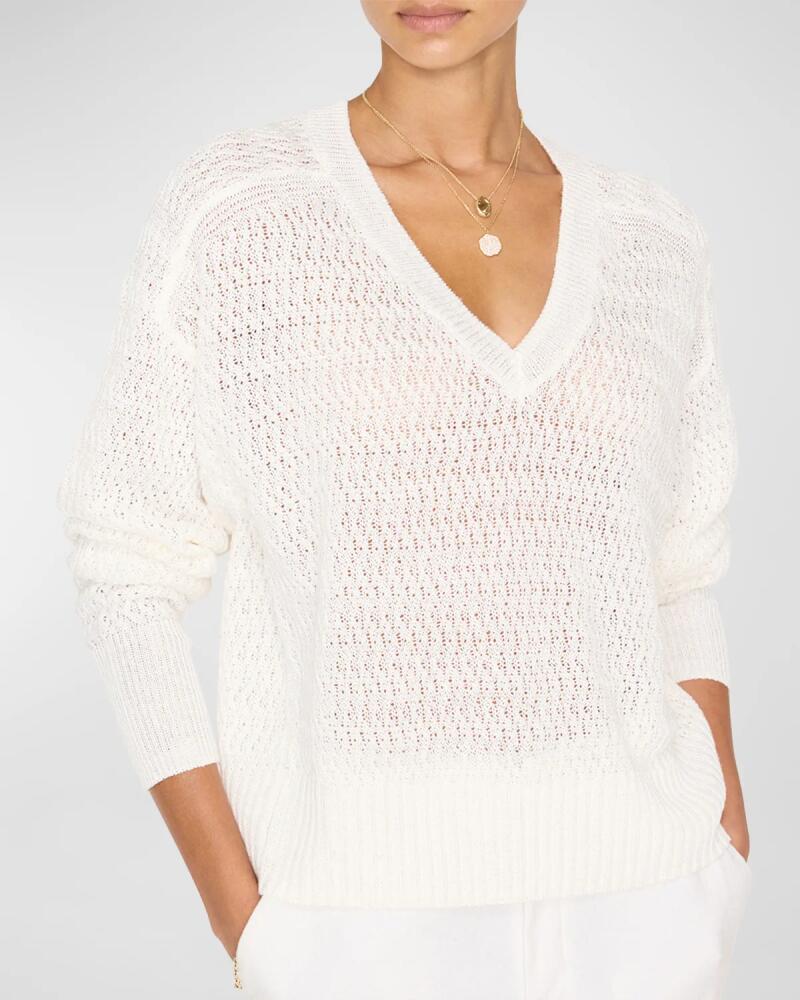 Brochu Walker Leia Open-Stitch V-Neck Sweater Cover