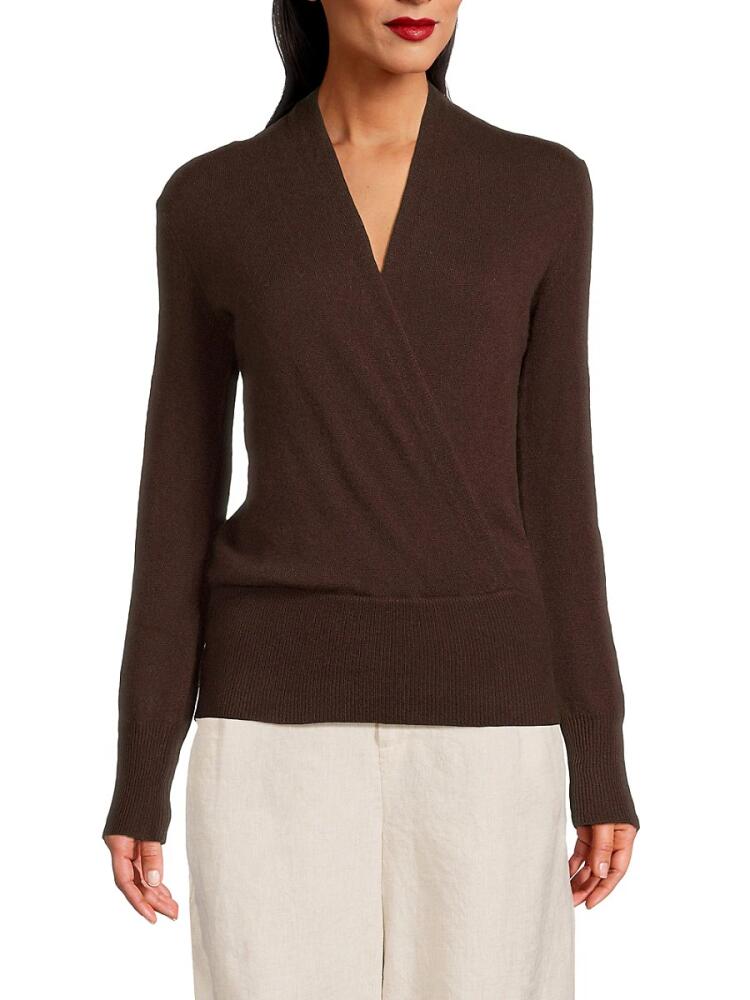 Sofia Cashmere Women's Faux Wrap Cashmere Sweater - Brown Cover