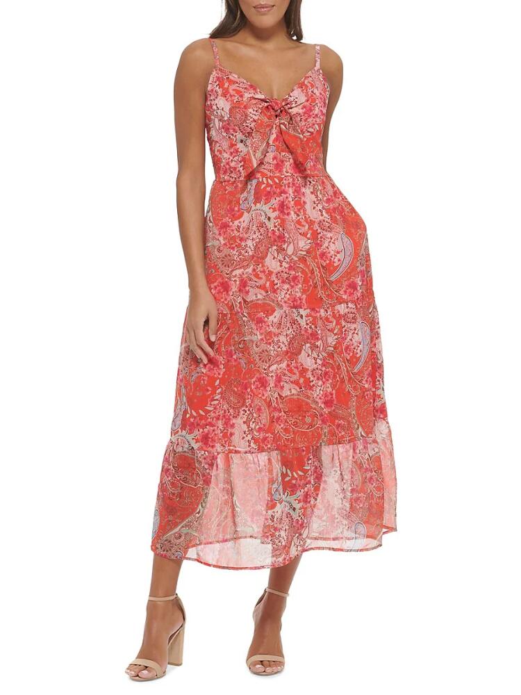 Kensie Women's Paisley Sleeveless Midi Dress - Tangerina Cover