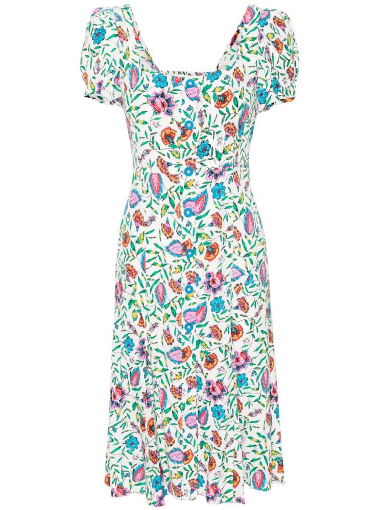 DVF Diane von Furstenberg Elena floral-print midi dress - White Cover