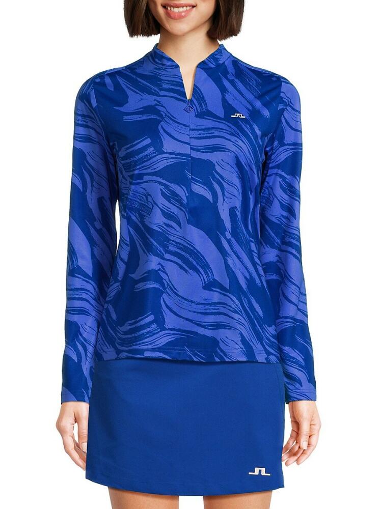 J. Lindeberg Women's Marilyn Abstact Print Pullover - Blue Cover