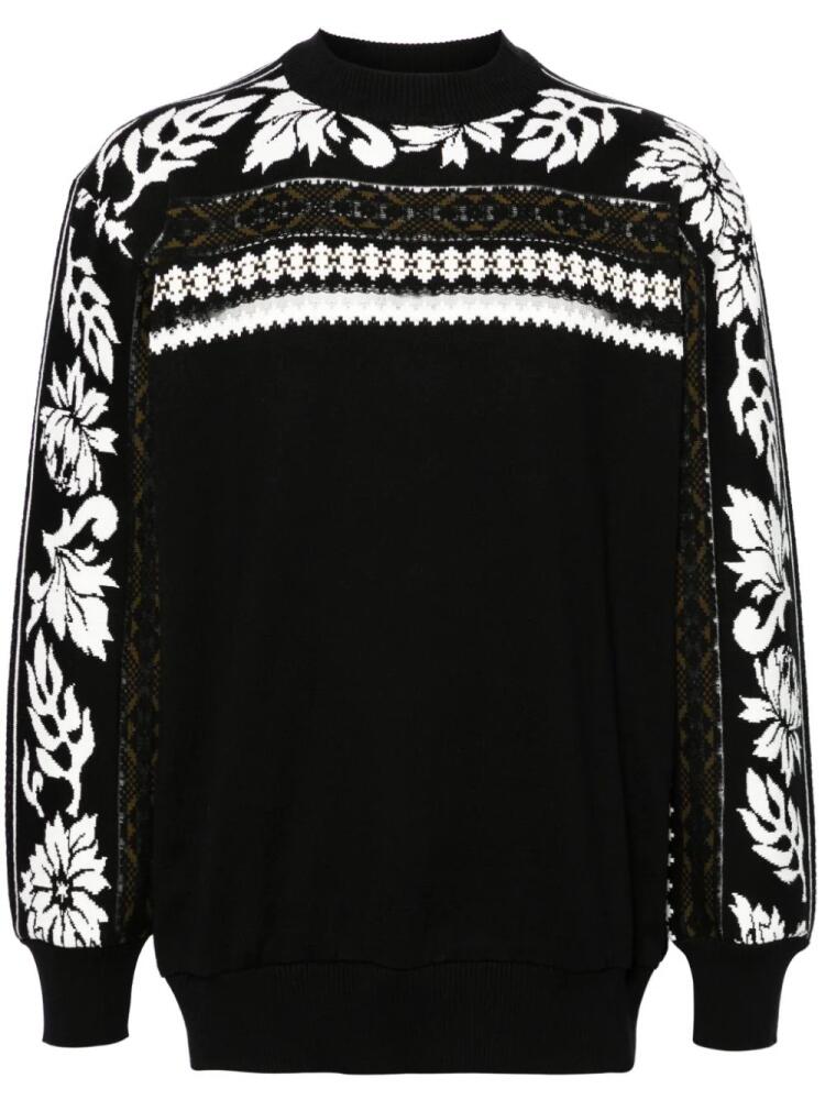 sacai fair-isle intarsia-knit jumper - Black Cover