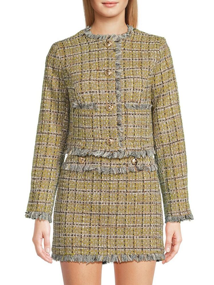 Walter Baker Women's Diane Fringed Collarless Jacket - Tea Tweed Cover