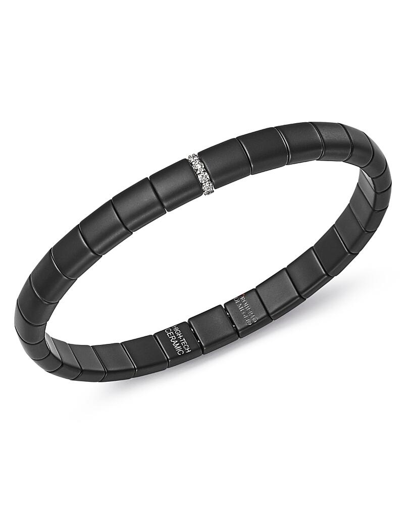 Roberto Demeglio 18K White Gold & Matte Black Ceramic Pura Stretch Bracelet with Diamonds Cover