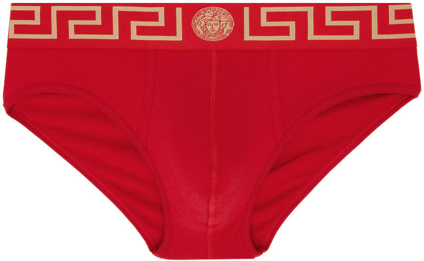 Versace Underwear Red Greca Border Briefs Cover