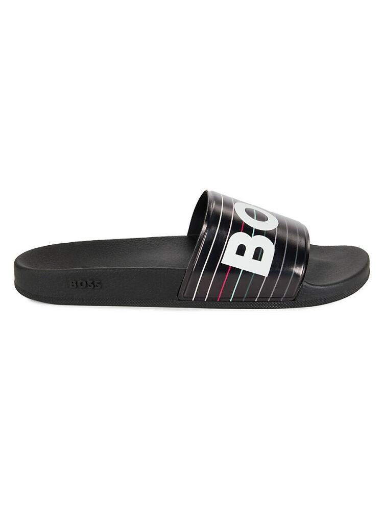 BOSS Men's Bay It Logo Slides - Charcoal Cover