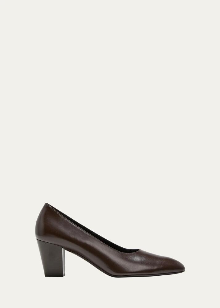 THE ROW Luisa Leather Block-Heel Pumps Cover