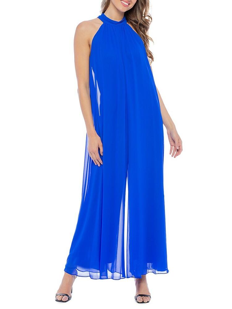 Marina Women's Halter Chiffon Wide Leg Jumpsuit - Royal Cover