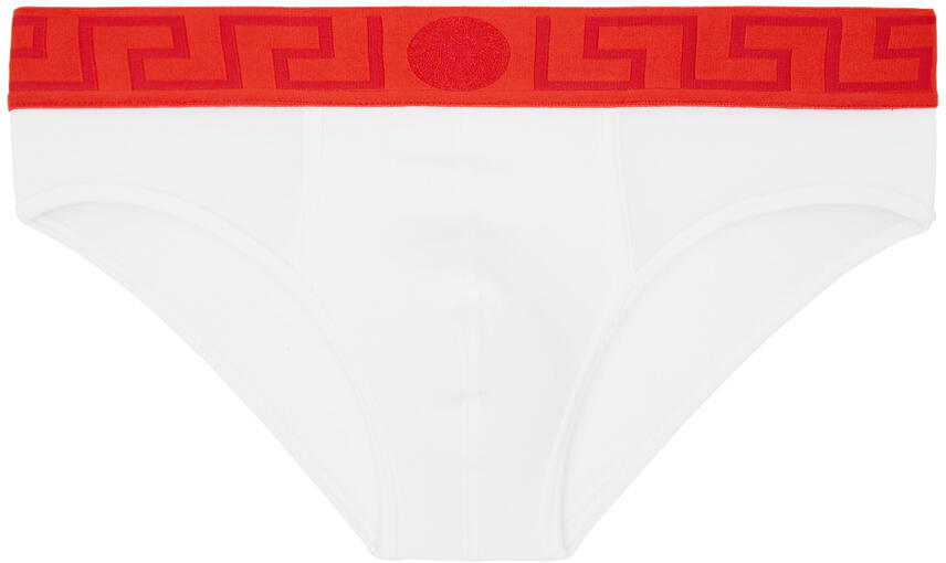 Versace Underwear White Greca Border Briefs Cover