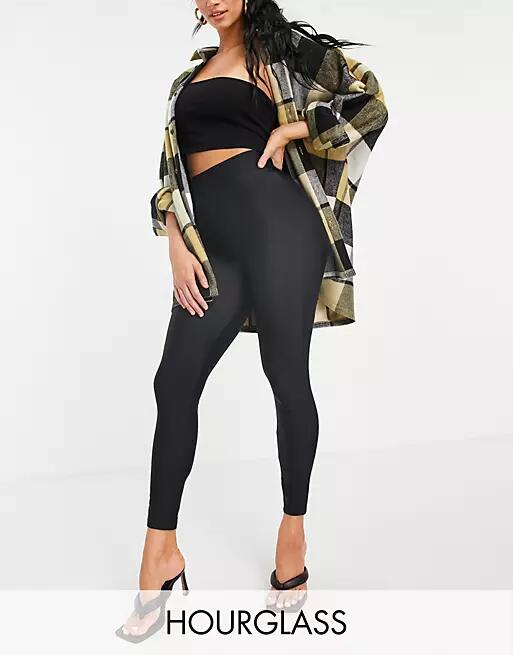 ASOS DESIGN Hourglass legging with high waist in matte sheen in black Cover