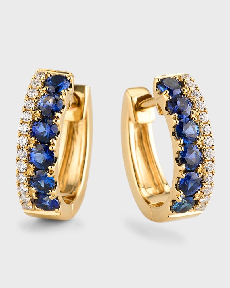 Frederic Sage 18K Yellow Gold Sapphire and Diamond Huggie Earrings Cover