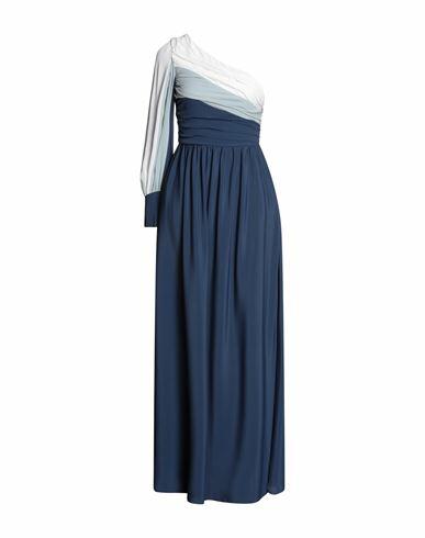 Carla G. Woman Maxi dress Blue Acetate, Silk Cover