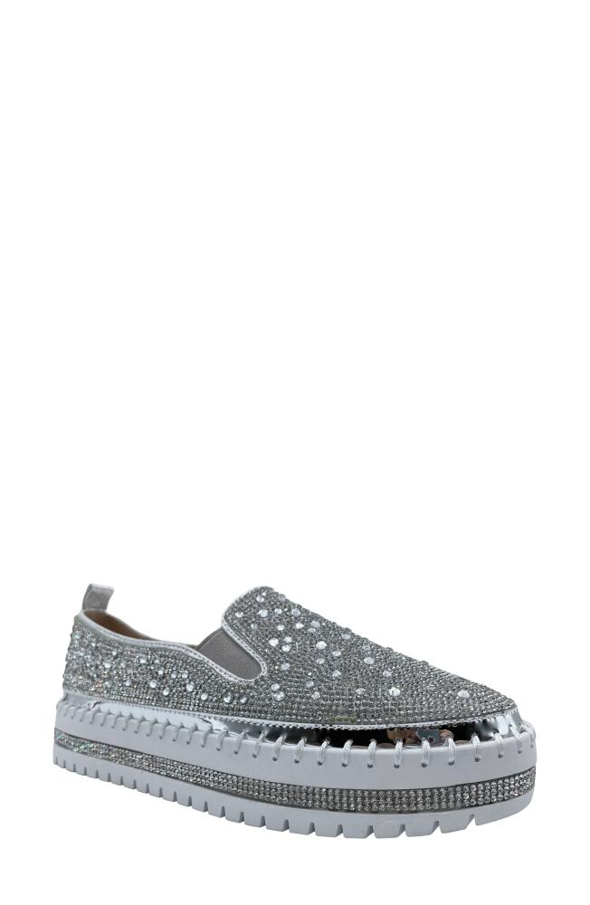 AZALEA WANG Rhinestone Sneaker in Silver Cover