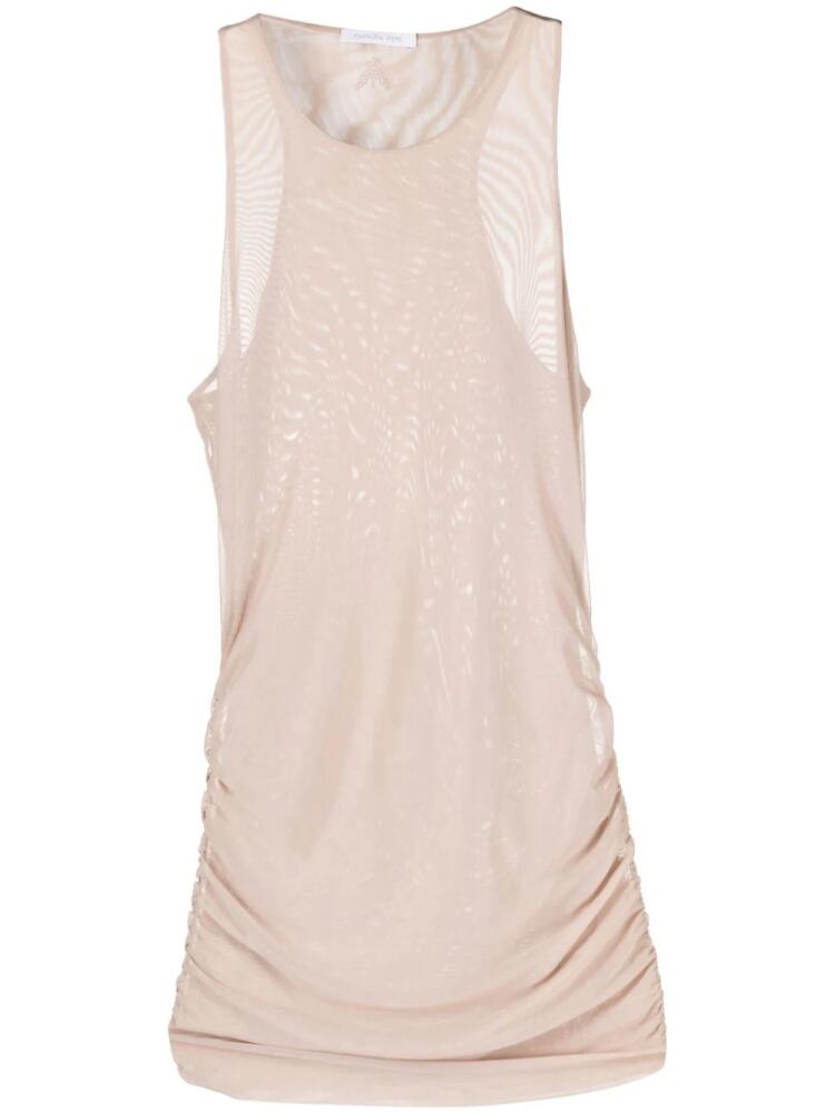 Patrizia Pepe rush-detail mesh tank top - Neutrals Cover