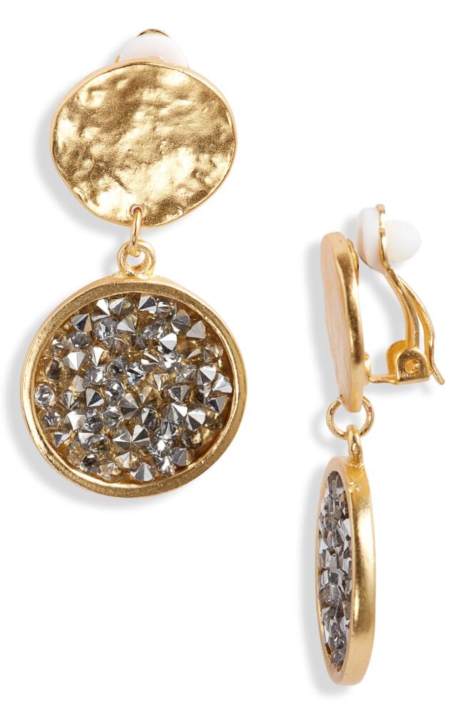 Karine Sultan Pavé Crystal Clip-On Drop Earrings in Gold Cover