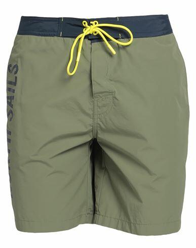 North Sails Man Swim trunks Military green Cotton, Polyamide Cover