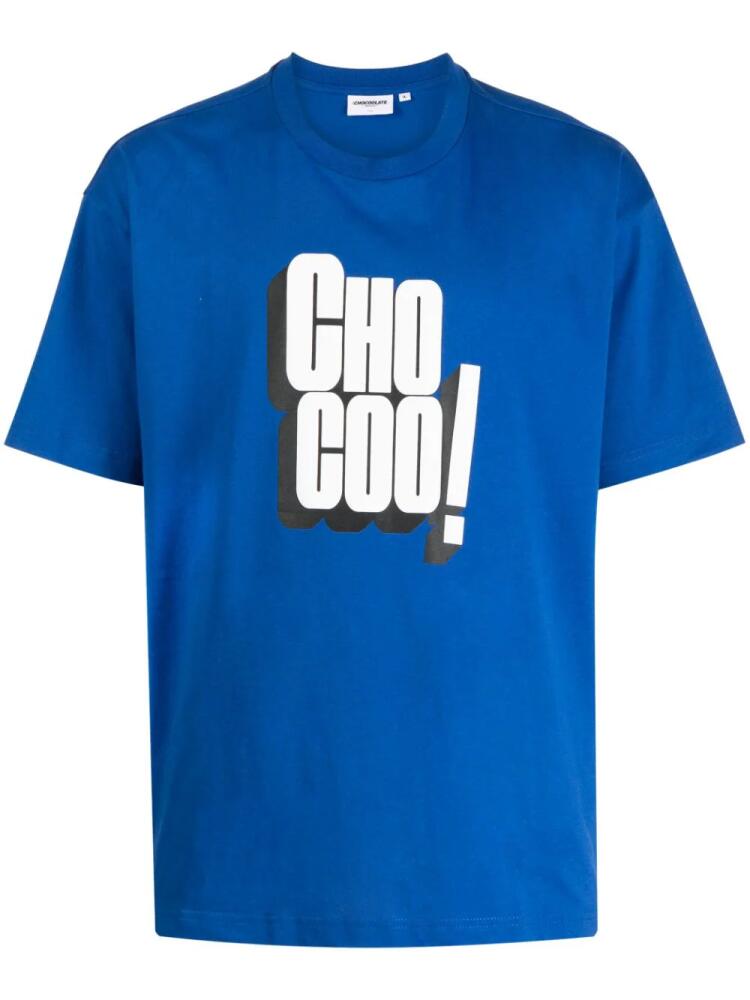 CHOCOOLATE slogan-print cotton T-shirt - Blue Cover