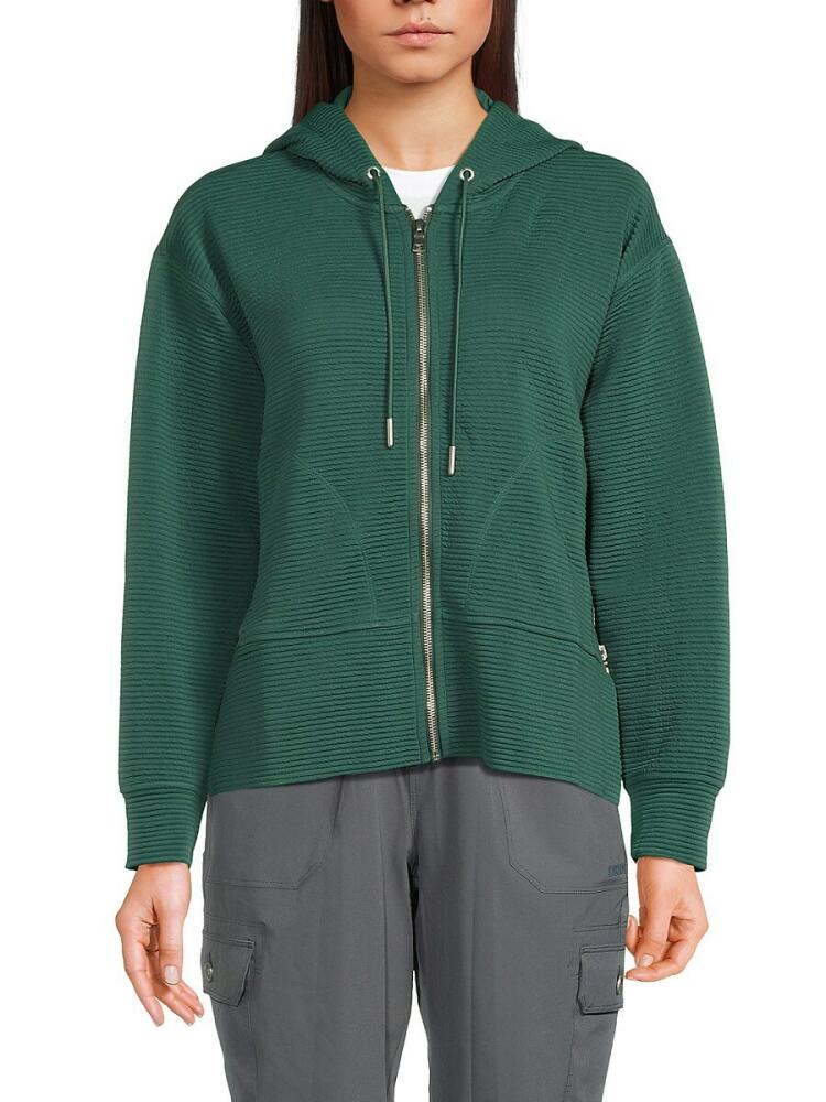 DKNY Sport Women's Ribbed Hooded Jacket - Spruce Cover