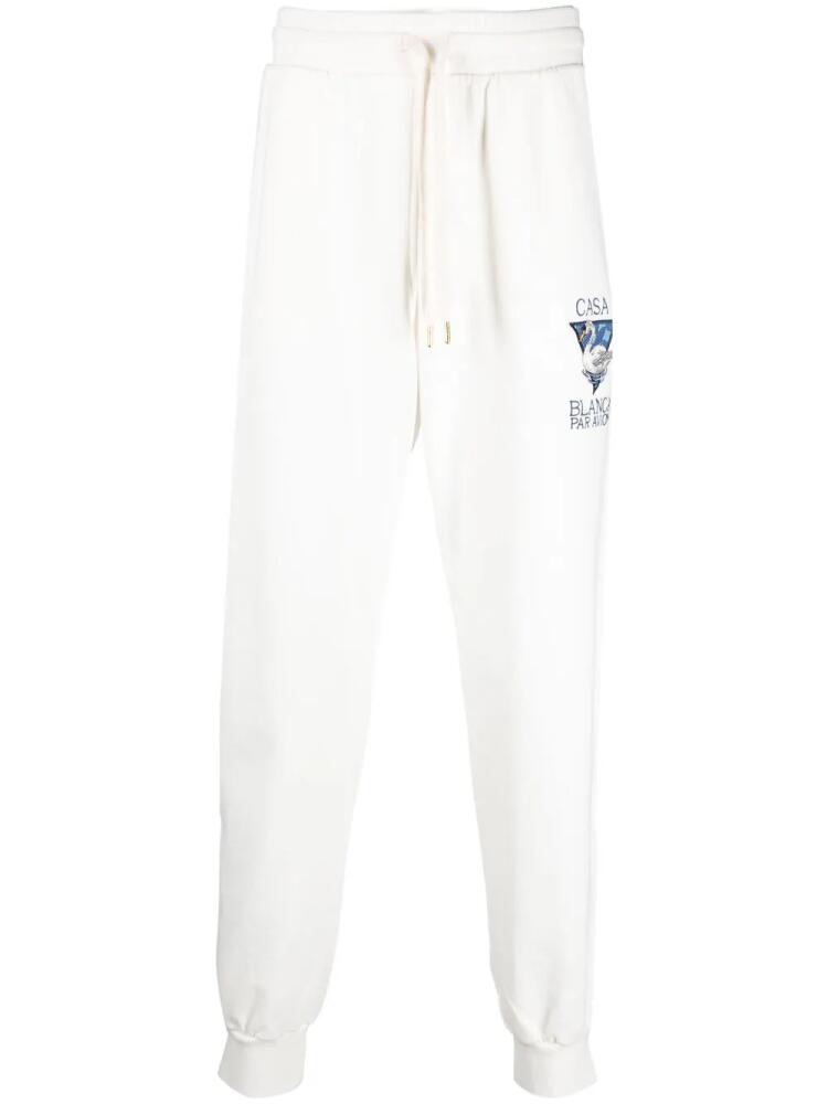 Casablanca embroidered-detail organic-cotton track-pants - Neutrals Cover