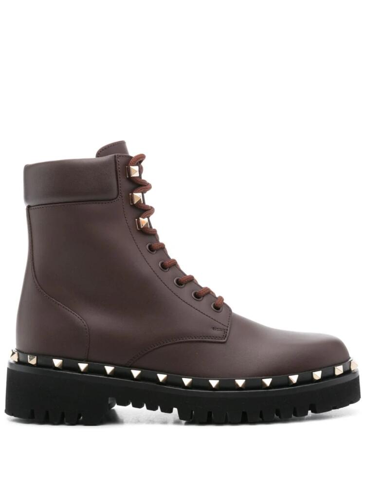 Valentino Garavani Rockstud 50mm combat boots - Brown Cover